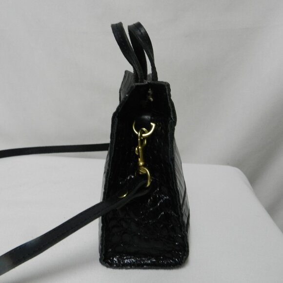 Clare V. Simple Tote Bebe Black Croc-Embossed Leather Mini Crossbody Bag Tote - Picture 4 of 14